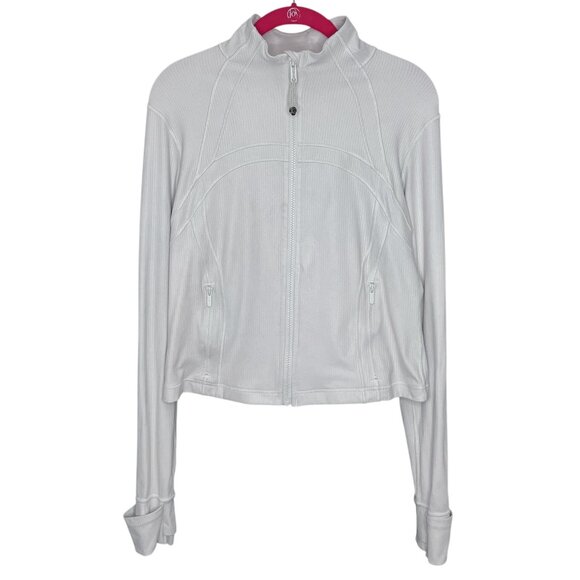 Lululemon 12 Bone Radiate Transparent Foil Shine Ribbed Nulu Crop‎ Define Jacket - Picture 1 of 5